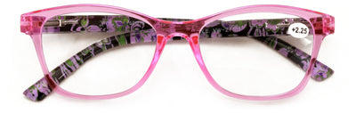 Women Floral Clear Progressive Reading Glasses - Zero Power on Top - No Bubble