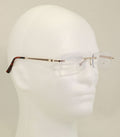 Men Metal Rimless Diamond Cut Anti Blue Blocker UV Reading Glasses - Clear Lens