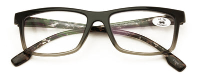 Men Modern Rectangular Mosiac Reading Glasses - Clear Lens Spring Hinge Reader