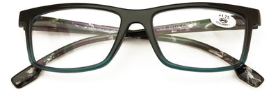 Men Modern Rectangular Mosiac Reading Glasses - Clear Lens Spring Hinge Reader