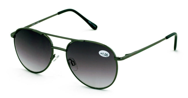 Aviator Metal Sunglasses Reader - UV Protection Gradient Tinted Reading Glasses