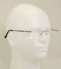 Men Metal Rimless Diamond Cut Anti Blue Blocker UV Reading Glasses - Clear Lens