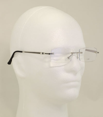 Men Metal Rimless Diamond Cut Anti Blue Blocker UV Reading Glasses - Clear Lens
