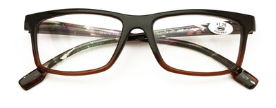 Men Modern Rectangular Mosiac Reading Glasses - Clear Lens Spring Hinge Reader