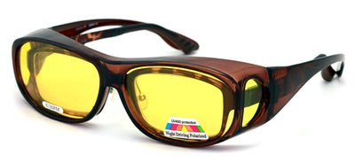 Night Driving Polarized FITOVER Sunglasses Med Large XL - Yellow Lens Anti Glare - Vision World