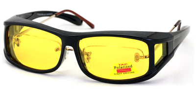 Night Driving Polarized FITOVER Sunglasses Med Large XL - Yellow Lens Anti Glare - Vision World