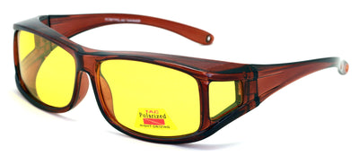 Night Driving Polarized FITOVER Sunglasses Med Large XL - Yellow Lens Anti Glare - Vision World