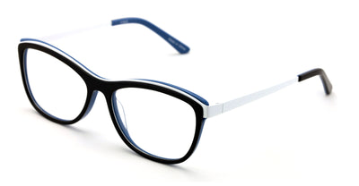 Women Cateye Non-prescription Acetate Eyeglasses Frame Metal Temple Rx'able - Vision World