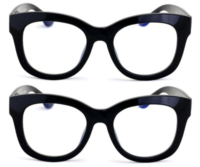 2 Pairs Glasses Blue Light Blocking, UV Computer Readers Reading Bold Eye Clear