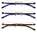 3 Pairs Lightweight Rimless Reading Glasses Metal with Flexi Temple Anti Blue UV