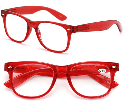 2 Pairs Transparent Neon Classic clear frame reading glasses unisex readers lot - Vision World