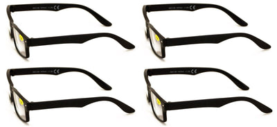 4 Pairs of simple rectangular blue blocker reading glasses - Anti Fatigue Reader