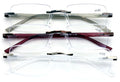 3 Pairs Men Women Rimless Lightweight Reading Glasses with Case - Spring Hinge