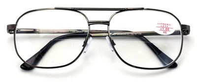 Bifocal Metal Aviator Reading Glasses Big Lens Spring Hinge Square Clear Reader