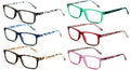 6 Pairs Lightweight Spring Hinge Tile Design Rectangular Reading Glasses - 7014