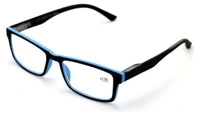 Men Rectangular Readers Soft Matte Reading Glasses Spring Hinge Rubberized Black - Vision World