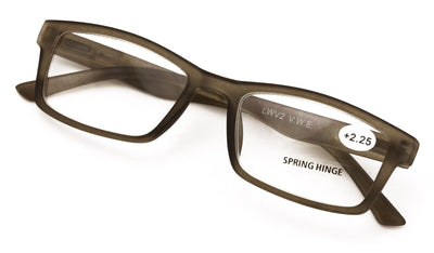 Men Rectangular Readers Soft Matte Reading Glasses Spring Hinge Rubberized Black - Vision World
