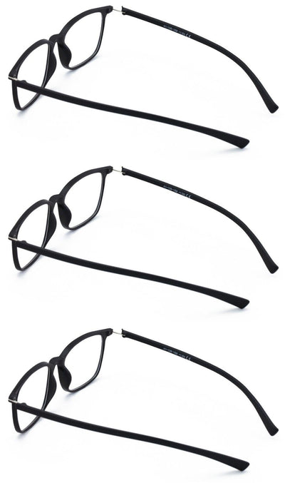 3 Pairs Men Lightweight TR90 Wide Fitment Reading Glasses With Extended Temple
