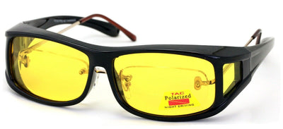 Night Driving Polarized FITOVER Sunglasses Med Large XL - Yellow Lens Anti Glare - Vision World