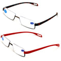 2 Pairs Featherweight Slim Half Rim Memory Flex Reading Glasses With Anti-Blue R - Vision World