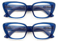 2 Pairs Women Oversize Transparent Reading Glasses - Spring Hinge Reader 7024