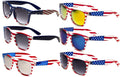 6 Pairs Of USA American Flag Print Sunglasses - Patriotic - Sun Protection