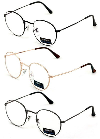 3 Pairs Women Round Blue Light Blocking Glasses - Computer Anti Fatigue Metal - Vision World