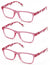 3 Pairs Women Pink Camouflage Rectangular Reading Glasses - Clear Lens Reader