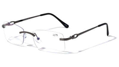 Anti Blue Blocker BIFOCAL Metal Rimless Rectangular Reading Glasses - Clear Lens