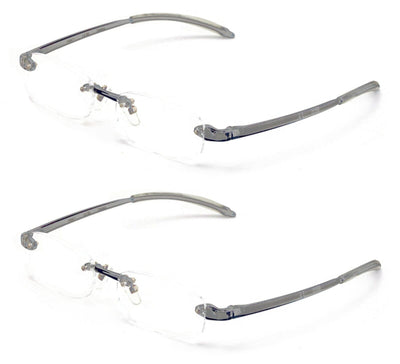 2 Pairs Rimless Lightweight Slim Modern Reading Glasses - Clear Lens Reader