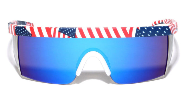 2 Pairs Sport USA Flag Print Sunglasses - One Piece Lens UV400 Protection ROBOT - Vision World
