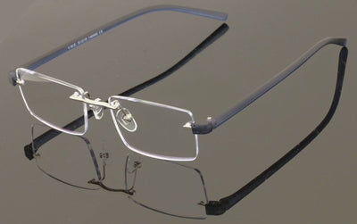 lightweight rimless rectangle reading glasses with anti blue clear lens Reader