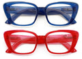 2 Pairs Women Oversize Transparent Reading Glasses - Spring Hinge Reader 7024