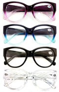 4 Pairs Women Oversized Bold Round Reading Glasses - Clear Lens Readers - DR10