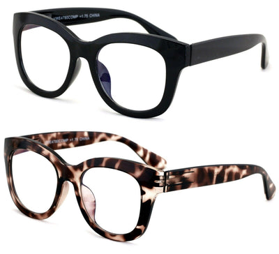 2 Pairs Glasses Blue Light Blocking, UV Computer Readers Reading Bold Eye Clear