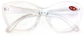 Oversize Women Reading glasses - Magnified Readers Cateye Vintage Jackie O Clear