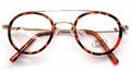 Vintage Inspired Metal Bridge and Temple - Clip-On Look Clear Lens Eye Glasses