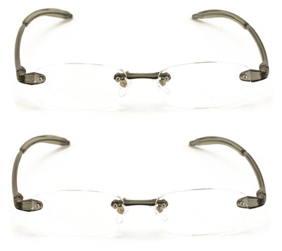 2 Pairs Rimless Lightweight Slim Modern Reading Glasses - Clear Lens Reader