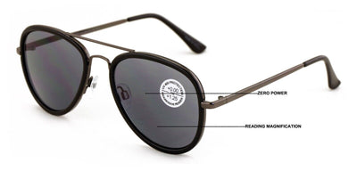 Large Metal Tear Drop Progressive Reading Sunglasses - Zero Power On Top No Line