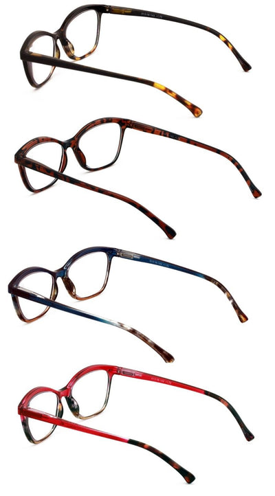 4 Pairs Women 2tone Tortoise Reading Glasses Lightweight Clear Lens Reader ZT110