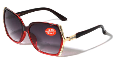 Women Bifocal Oversized Rhinestones Reading Glasses - UV 400 Protection Readers