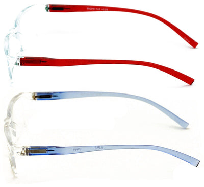 2 Pairs Lightweight Transparent Frame Clear Rectangular Readers Reading Glasses - Vision World