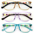 Reading Glasses 3 Pack Women Clear Translucent Reader Bulk Plaid Vertical Stripe - Vision World