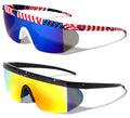 2 Pairs Sport USA Flag Print Sunglasses - One Piece Lens UV400 Protection ROBOT - Vision World