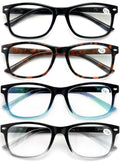 4 Pairs Lightweight Men Women Reading Glasses Rectangular Spring Hinge Readers - Vision World