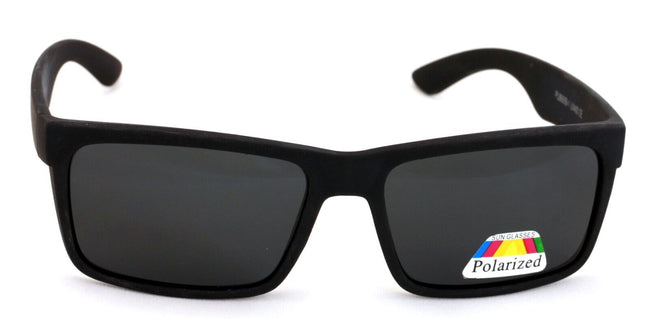 Men Matte Black Soft Polarized Sunglasses Rectangular UV400 Protection Biker - Vision World