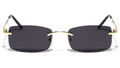 Rimless Gold Frame Sunglasses Slim Rectangular 100% UV Protection Men or Women