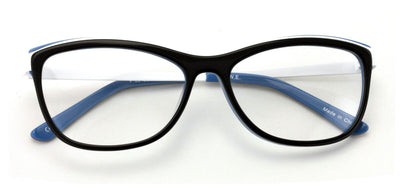 Women Cateye Non-prescription Acetate Eyeglasses Frame Metal Temple Rx'able - Vision World