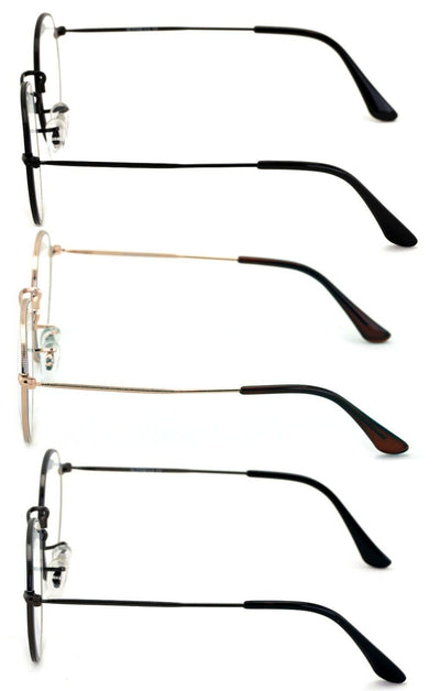 3 Pairs Women Round Blue Light Blocking Glasses - Computer Anti Fatigue Metal - Vision World