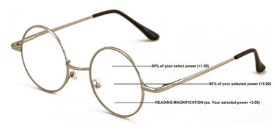 Progressive No Line Multifocus Round Metal Reading Glasses – Tri-Focal Reader fo
